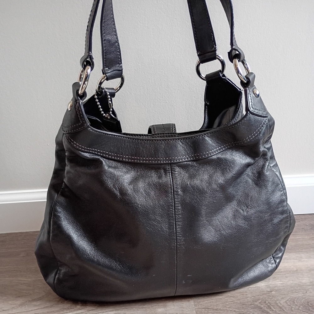 Coach Vintage 2010s Black Soho Madison Lynn Hobo Leather Shoulder Bag Boho Retro - Picture 2 of 11
